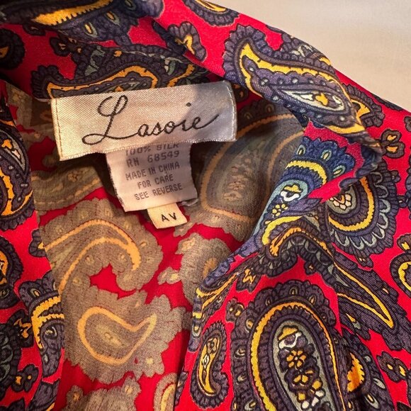 La Soie Silk Robe Sleepwear Women Paisley Intimate Long Sleeve Kimono Vintage - Picture 11 of 16